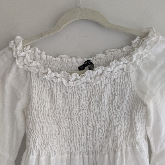 Zara off-shoulder bell sleeve linen blouse XS - Picture 4 of 7